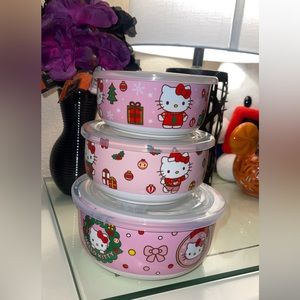 Hello kitty Christmas ceramic tupperware set of 3